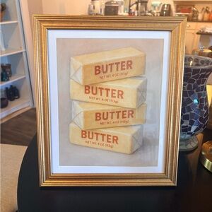Butter Art Print | 8x10 Gold Framed Vintage Kitchen Wall Art
